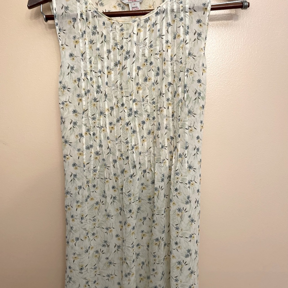 Sundance Sleeveless Maxi Dress in White with Yellow & Blue Floral Print VINTAGE